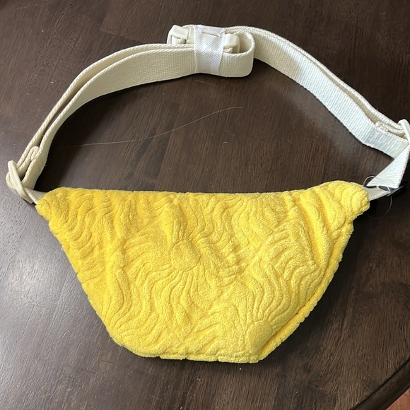 New Sunny Yellow Terry Cloth Fanny Pack Crossbody Bag 1.5” Wide Canvas Strap - Picture 2 of 8